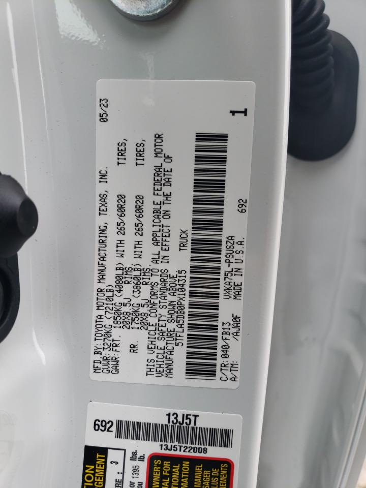 2023 Toyota Tundra Crewmax Sr vin: 5TFLA5DB0PX104315