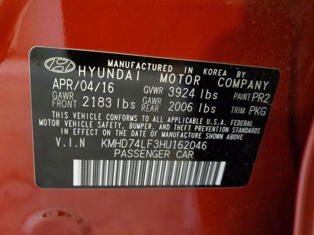 KMHD74LF3HU162046 | 2017 HYUNDAI ELANTRA SE