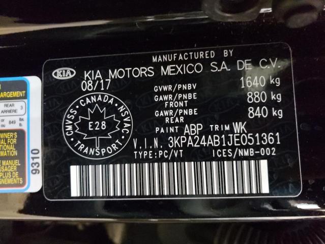 3KPA24AB1JE051361 | 2018 KIA RIO LX