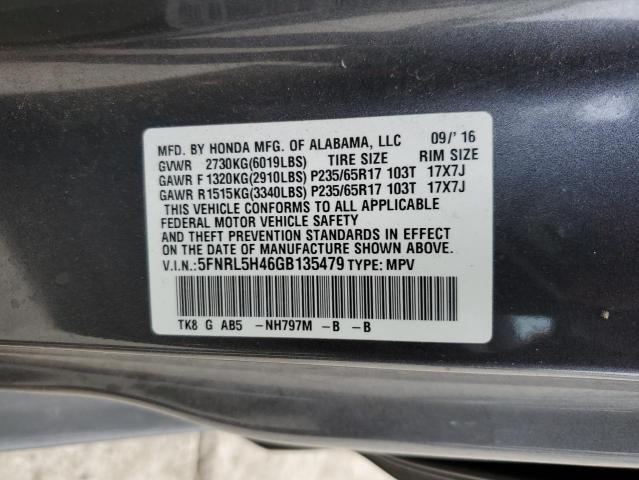 5FNRL5H46GB135479 | 2016 HONDA ODYSSEY EX