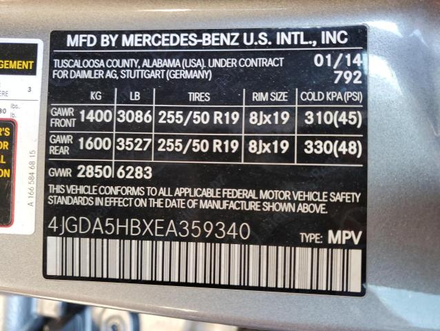 VIN 4JGDA5HBXEA359340 2014 Mercedes-Benz ML-Class, ... no.13