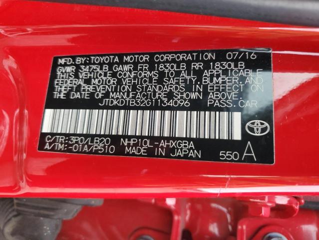 JTDKDTB32G1134096 | 2016 Toyota prius c