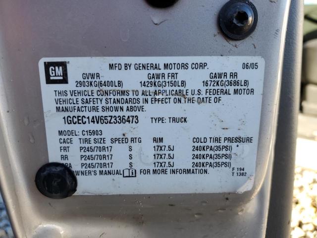 2005 Chevrolet Silverado 1500 Work Truck VIN: 1GCEC14V65Z336473 Lot: 43441053