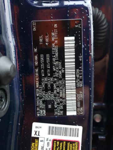 VIN 5TDLZRBHXNS211401 2022 Toyota Highlander, Xse no.13