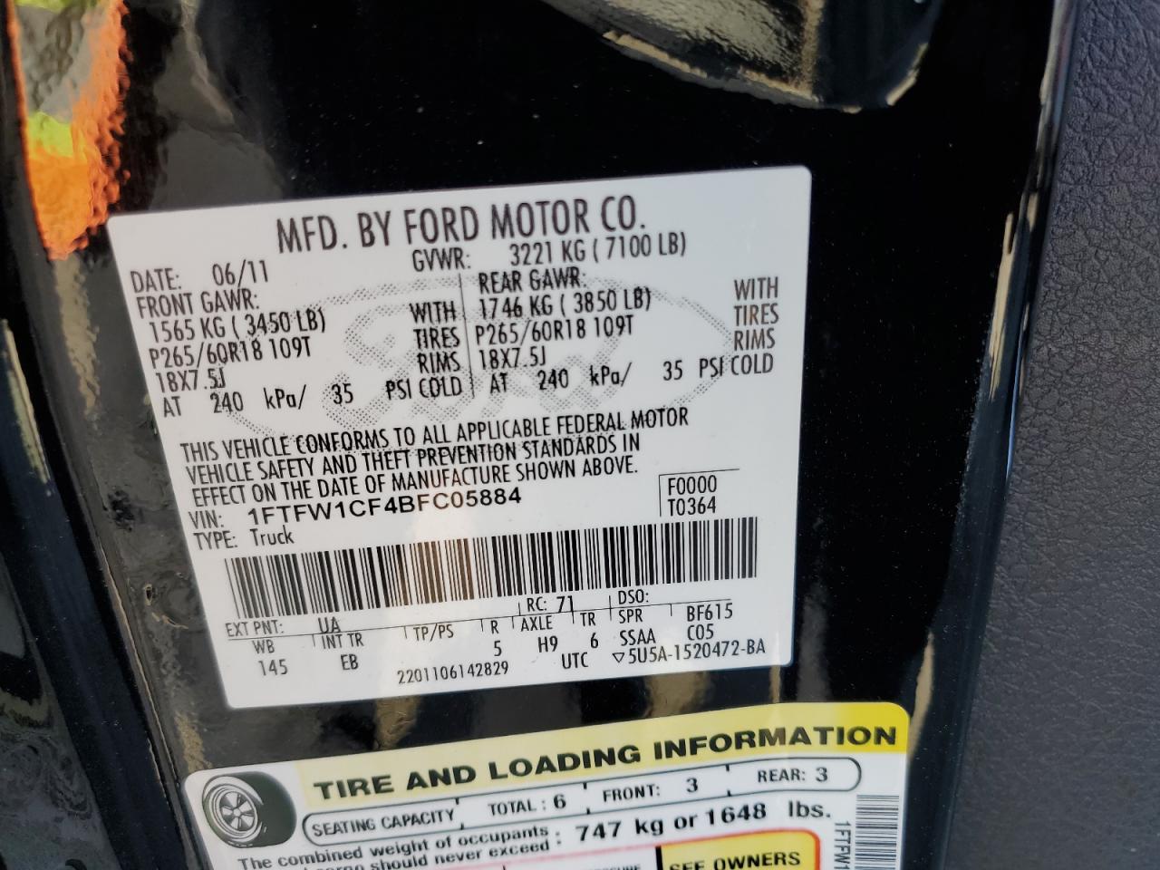 Lot #2195258427 2011 FORD F150 SUPER