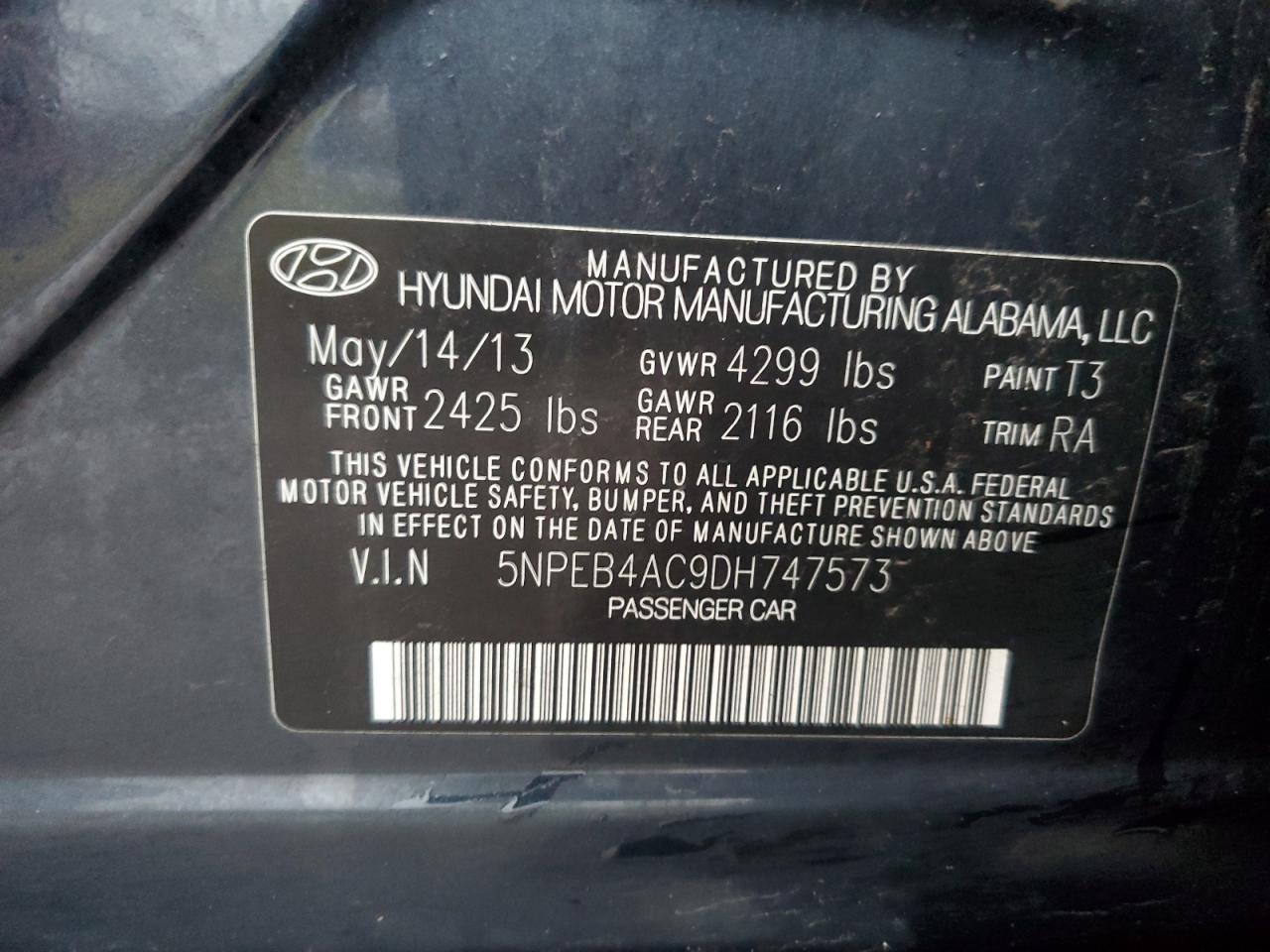 Lot #2205676712 2013 HYUNDAI SONATA GLS