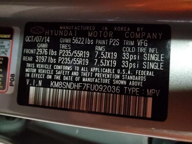 KM8SNDHF7FU092036 Hyundai Santa Fe Gls