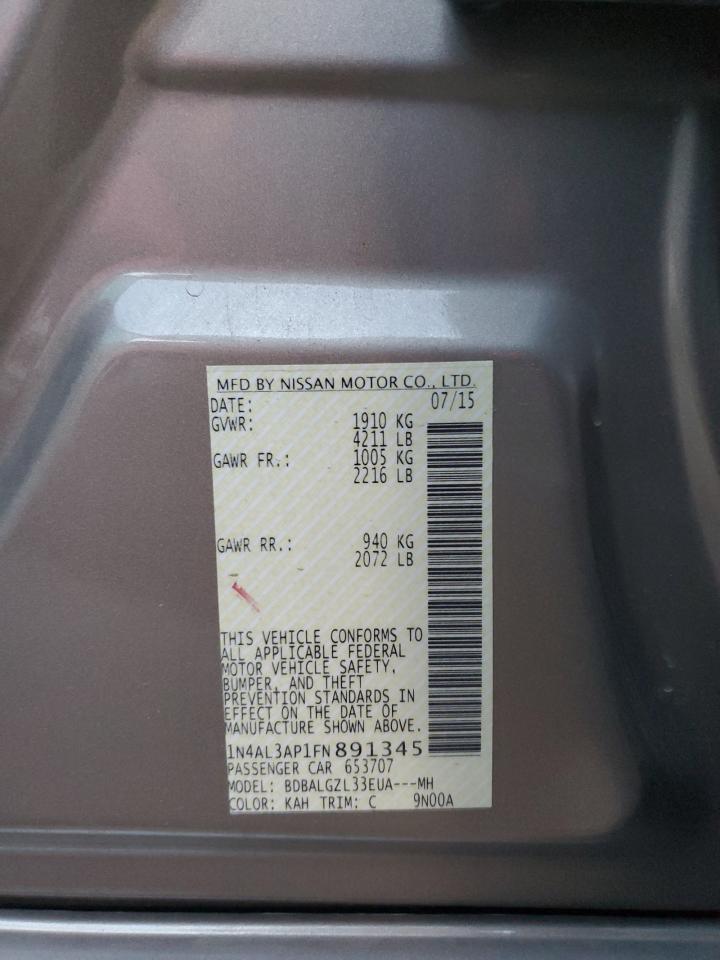 1N4AL3AP1FN891345 2015 Nissan Altima 2.5 1N4AL3AP1FN891345 2015 Nissan Altima 2.5