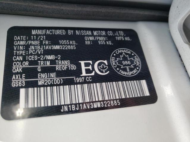 2021 NISSAN QASHQAI JN1BJ1AV3MW322885