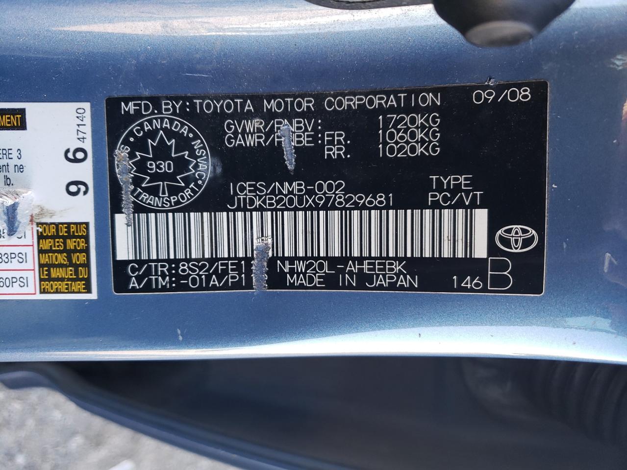 JTDKB20UX97829681 2009 Toyota Prius