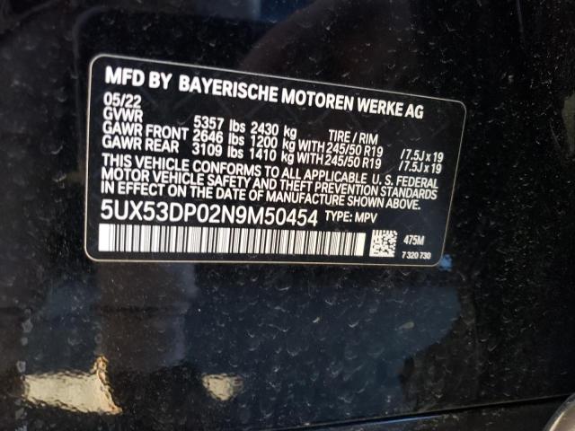 5UX53DP02N9M50454 2022 BMW X3, photo no. 13