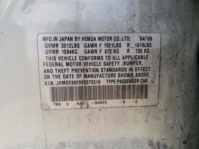 JHMGE88299S073310 2009 Honda Fit