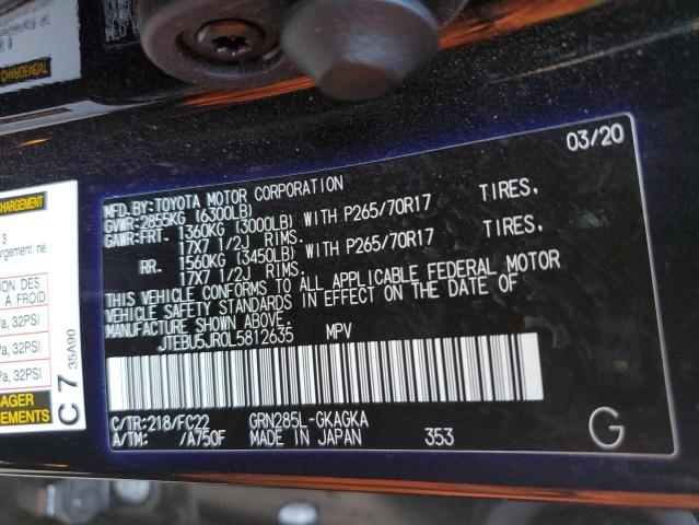 2020 TOYOTA 4RUNNER SR - JTEBU5JR0L5812635