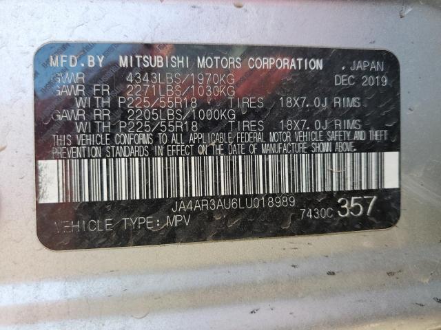 JA4AR3AU6LU018989 | 2020 MITSUBISHI OUTLANDER