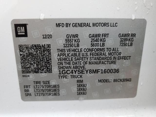 2021 CHEVROLET 3500 SILVE - 1GC4YSEY8MF160036