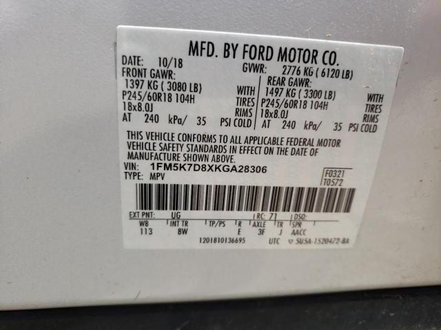 1FM5K7D8XKGA28306 Ford Explorer X 13