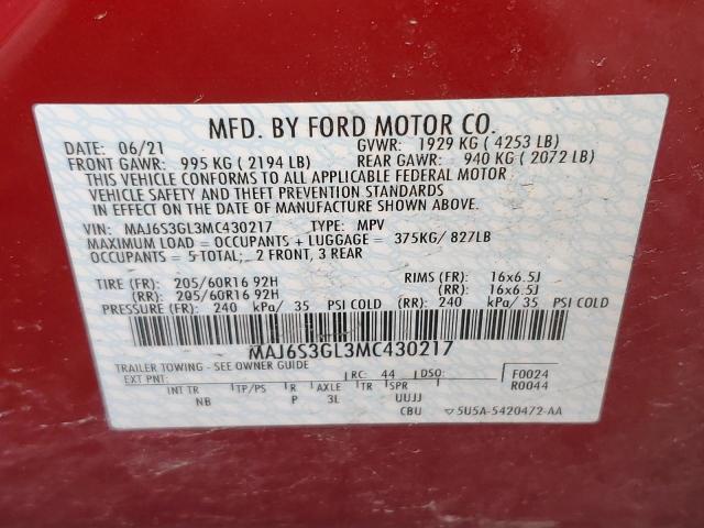 MAJ6S3GL3MC430217 2021 Ford Ecosport Se