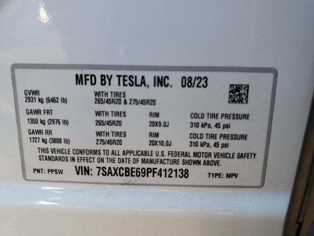 7SAXCBE69PF412138 | 2023 TESLA MODEL X