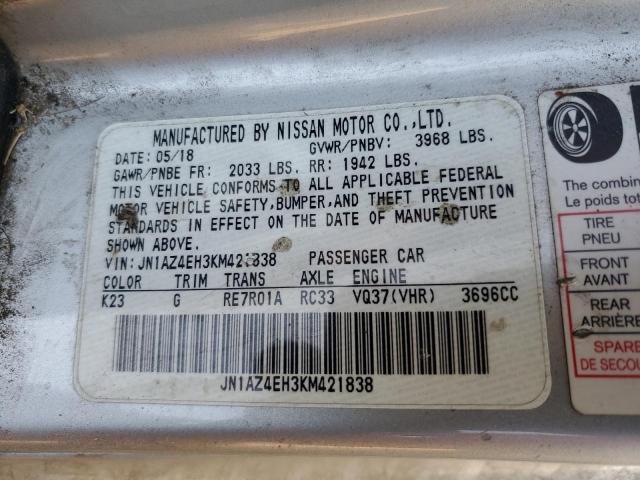 JN1AZ4EH3KM421838 Nissan 370Z BASE