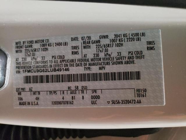 1FMCU9G62LUB49146 2020 FORD ESCAPE, photo no. 13