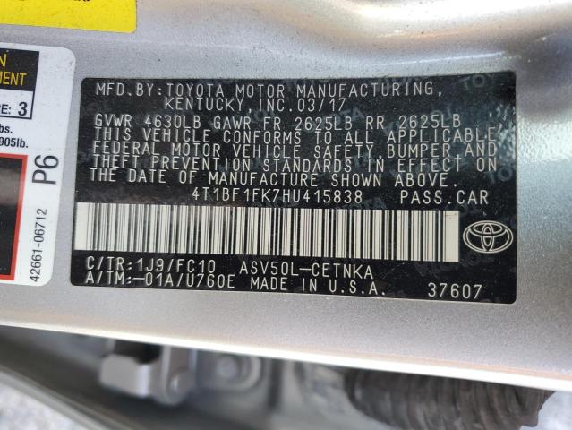 2017 TOYOTA CAMRY LE - 4T1BF1FK7HU415838
