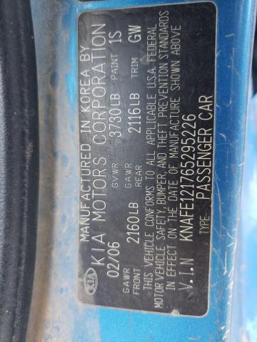 2006 Kia Spectra Lx VIN: KNAFE121765295226 Lot: 56504614
