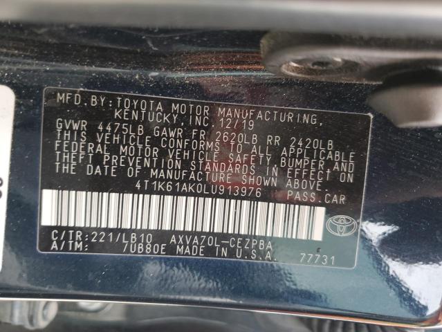 4T1K61AK0LU913976 | 2020 TOYOTA CAMRY XSE