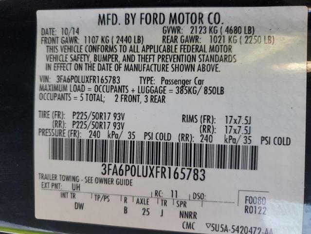 3FA6P0LUXFR165783 | 2015 Ford fusion se hybrid