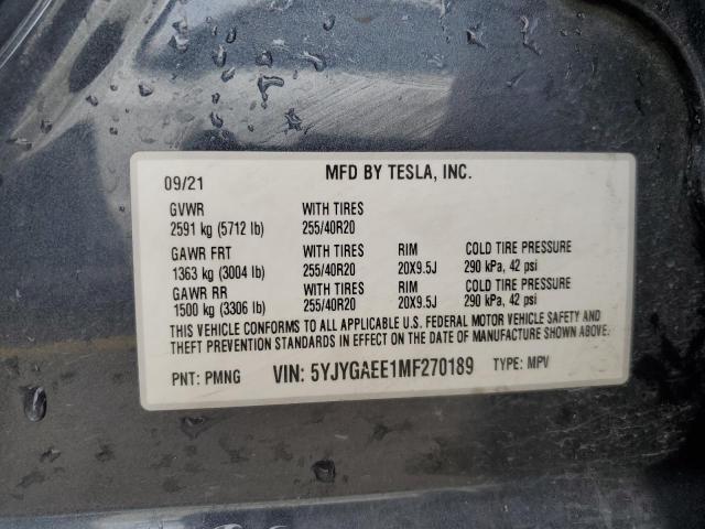 5YJYGAEE1MF270189 2021 Tesla Model Y