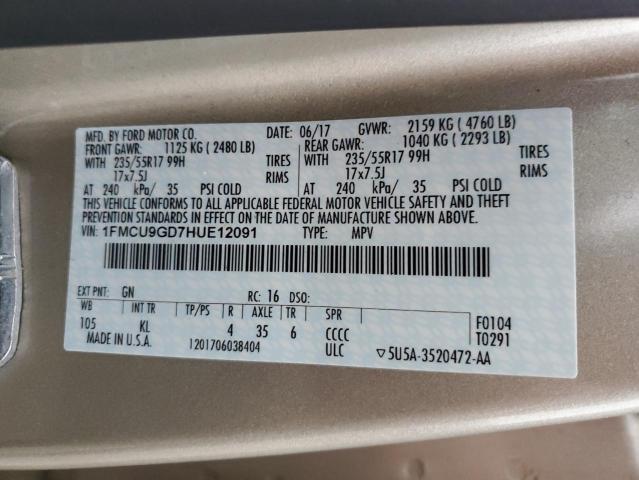 1FMCU9GD7HUE12091 Ford ESCAPE SE