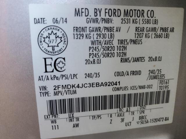 2FMDK4JC3EBA92041 2014 FORD EDGE, photo no. 13