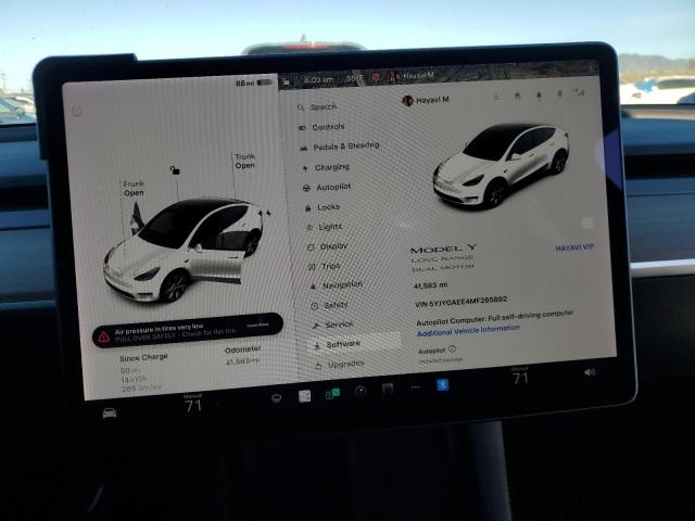 5YJYGAEE4MF265892 | 2021 TESLA MODEL Y