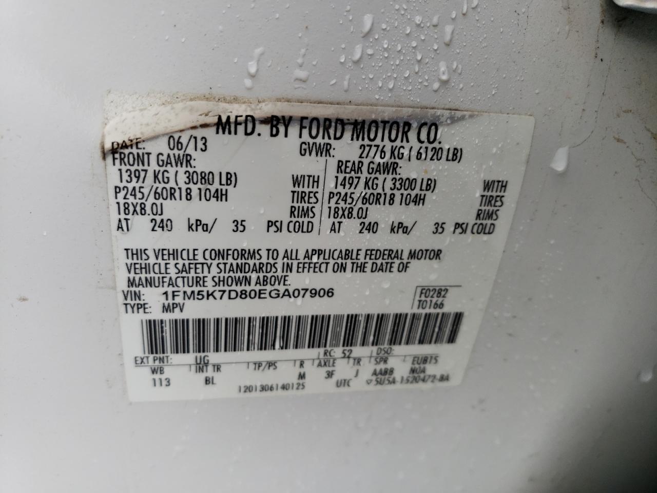 1FM5K7D80EGA07906 2014 Ford Explorer Xlt 1FM5K7D80EGA07906 2014 Ford Explorer Xlt
