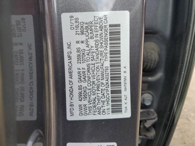 2019 HONDA ACCORD EXL - 1HGCV1F52KA032793