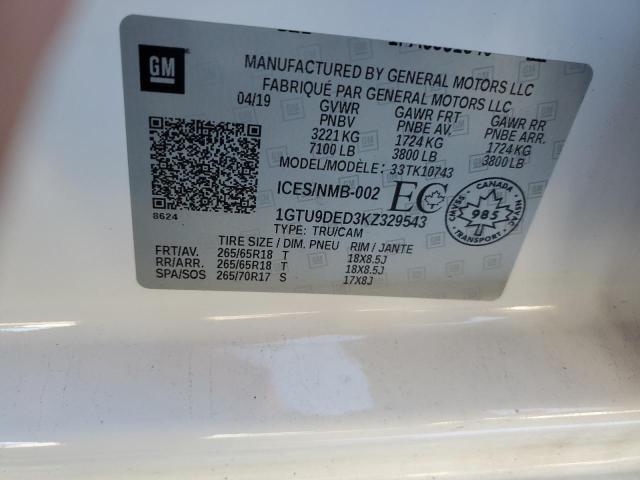 2019 GMC SIERRA K15 1GTU9DED3KZ329543