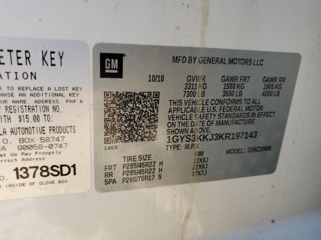 1GYS3KKJ3KR197143 Cadillac Escalade Esv Platinum