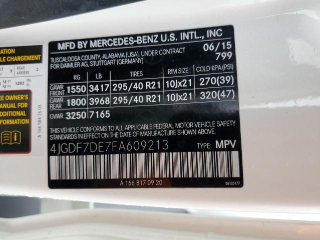 VIN 4JGDF7DE7FA609213 2015 Mercedes-Benz GL-Class, ... no.14