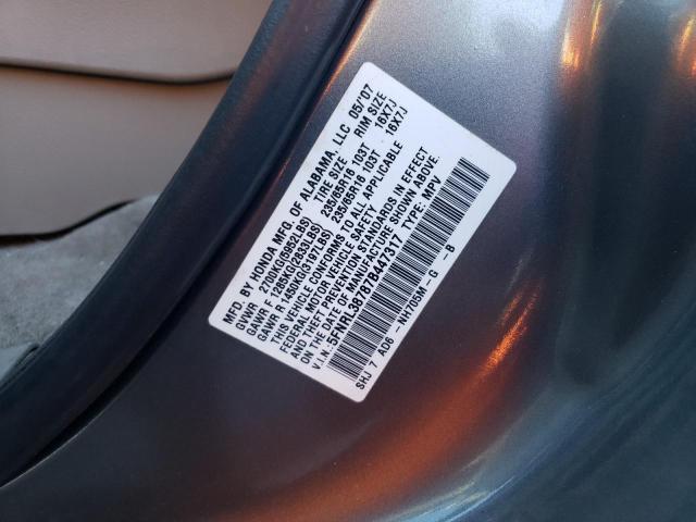 5FNRL38787B447317 2007 Honda Odyssey Exl