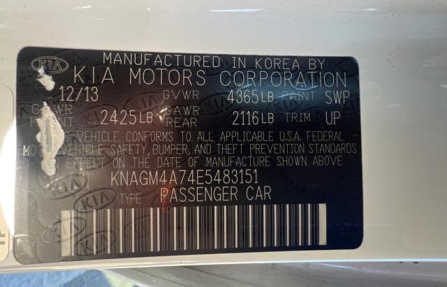 KNAGM4A74E5483151 KIA Optima Lx