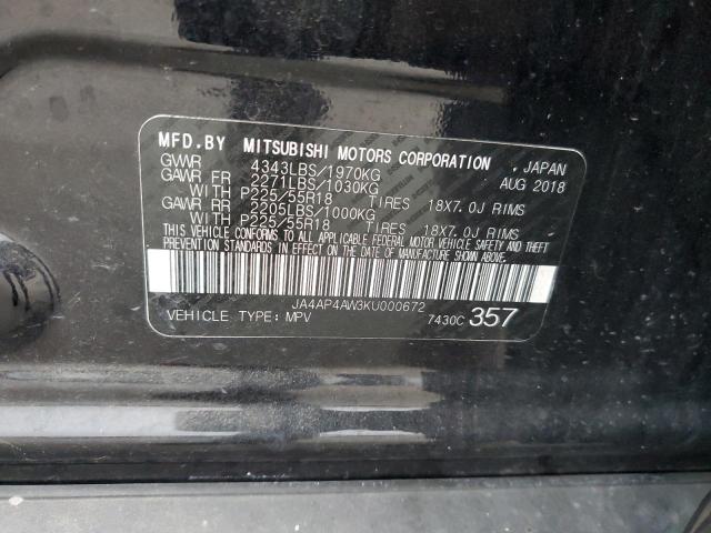 JA4AP4AW3KU000672 | 2019 MITSUBISHI OUTLANDER