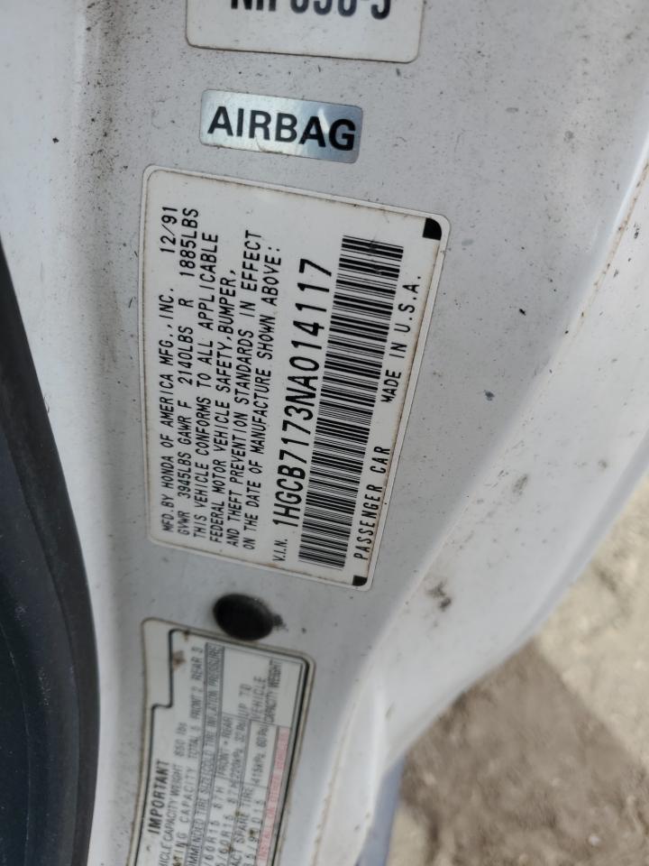 1HGCB7173NA014117 1992 Honda Accord Ex