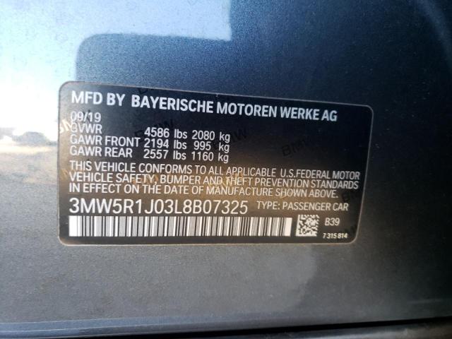 3MW5R1J03L8B07325 | 2020 BMW 330I