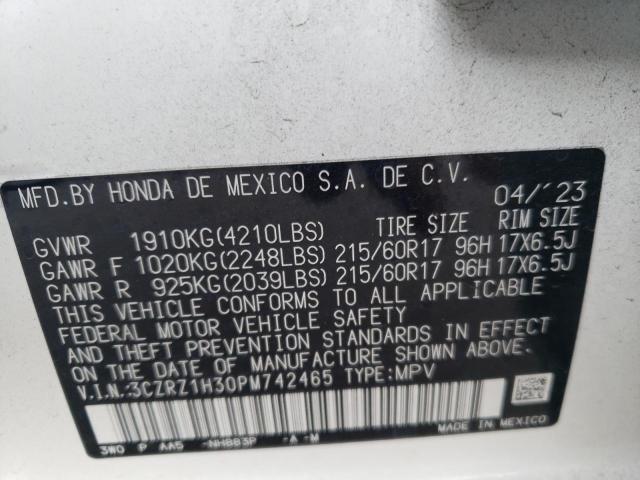 3CZRZ1H30PM742465 | 2023 HONDA HR-V LX