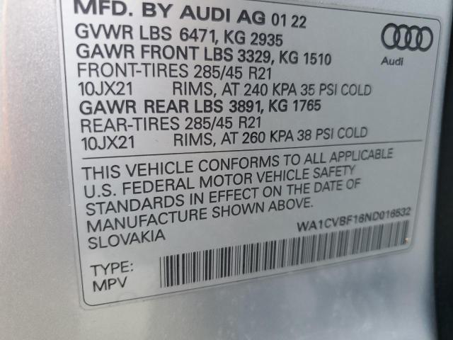 2022 AUDI Q8 PRESTIG WA1CVBF16ND016532