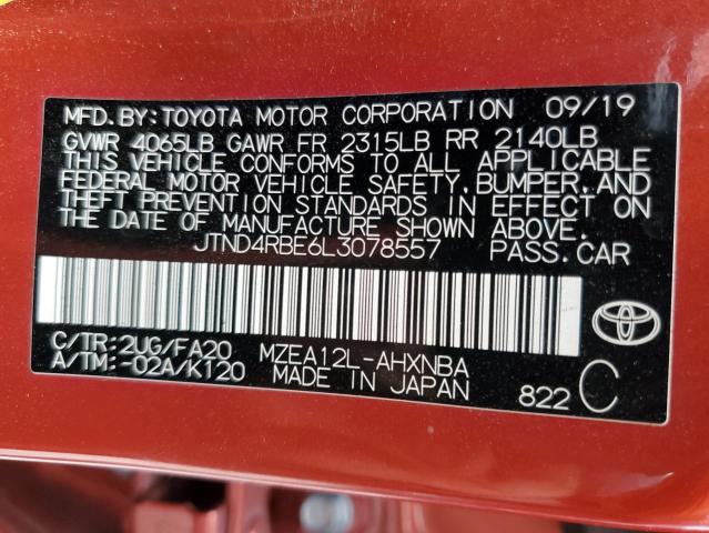 JTND4RBE6L3078557 | 2020 TOYOTA COROLLA SE