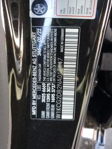 2022 MERCEDES-BENZ EQS SEDAN W1KCG2DB2NA012447