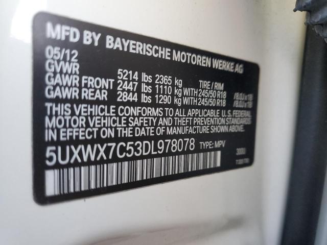 VIN 5UXWX7C53DL978078 2013 BMW X3, Xdrive35I no.12