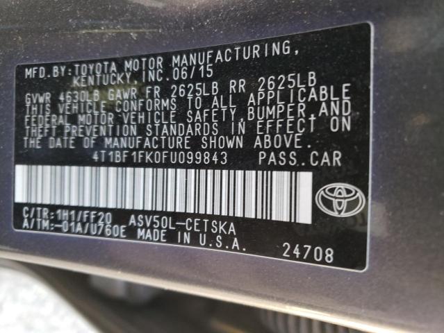 4T1BF1FK0FU099843 | 2015 TOYOTA CAMRY LE