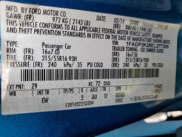 1FADP3K28EL277309 | 2014 FORD FOCUS SE