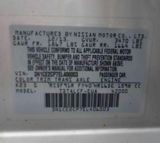 3N1CE2CP7EL406003 Nissan Versa Note S